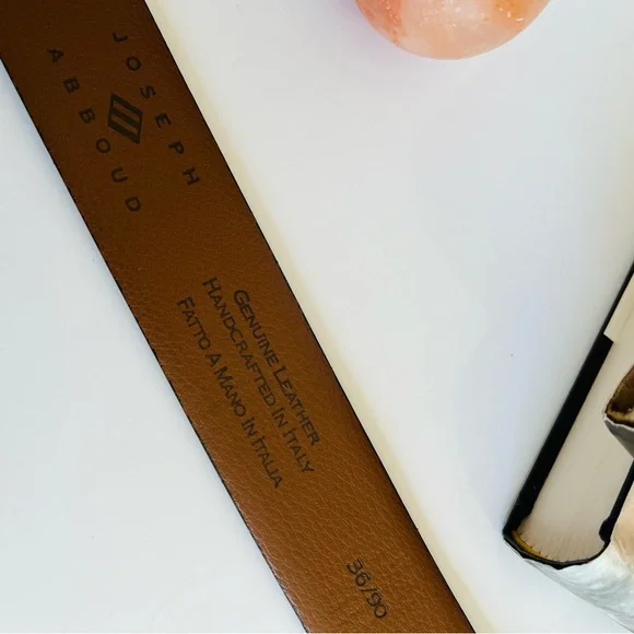 JOSEPH ABBOUD Belt Genuine Leather Gunmetal Buckle Handcrafted In Italy - Picture 2 of 15